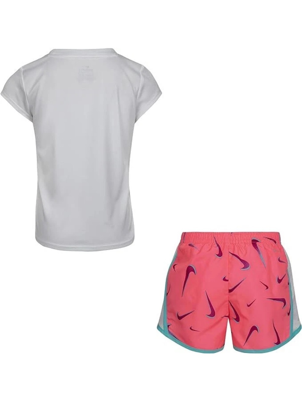 Nike White Tee and Pink Printed Shorts Kids Matching Set - Picture 2 of 2